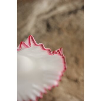 乳白地赤縁 ひらひら電笠　A036 