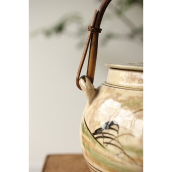 皆川マスか 益子焼 山水 土瓶 急須　P345 