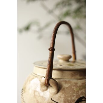 皆川マスか 益子焼 山水 土瓶 急須　P345 