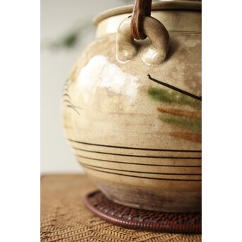 皆川マスか 益子焼 山水 土瓶 急須　P345 