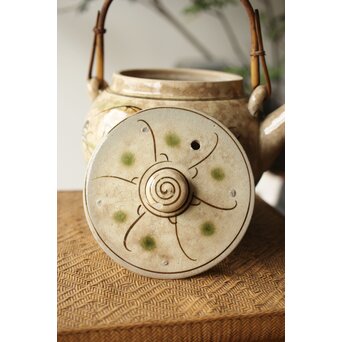 皆川マスか 益子焼 山水 土瓶 急須　P345 