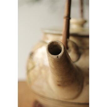 皆川マスか 益子焼 山水 土瓶 急須　P345 