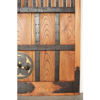 総欅 鉄金具装飾格子蔵戸　W072Y 