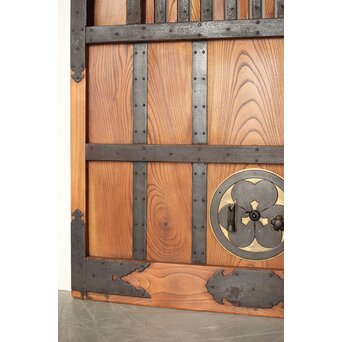 総欅 鉄金具装飾格子蔵戸　W072Y 