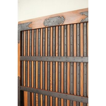 総欅 鉄金具装飾格子蔵戸　W072Y 