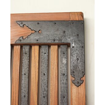 総欅 鉄金具装飾格子蔵戸　W072Y 