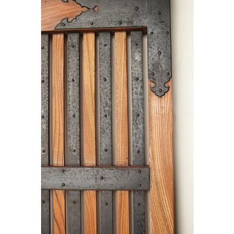 総欅 鉄金具装飾格子蔵戸　W072Y 