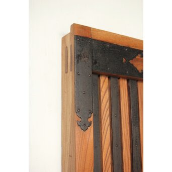 総欅 鉄金具装飾格子蔵戸　W072Y 