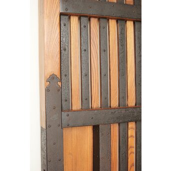 総欅 鉄金具装飾格子蔵戸　W072Y 