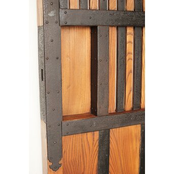 総欅 鉄金具装飾格子蔵戸　W072Y 