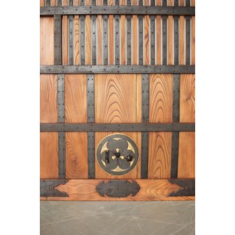 総欅 鉄金具装飾格子蔵戸　W072Y 