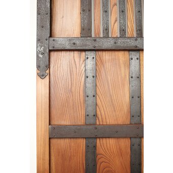 総欅 鉄金具装飾格子蔵戸　W072Y 