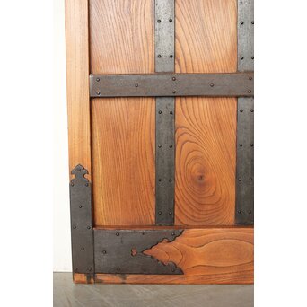 総欅 鉄金具装飾格子蔵戸　W072Y 