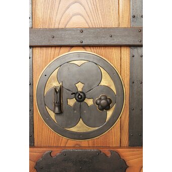 総欅 鉄金具装飾格子蔵戸　W072Y 