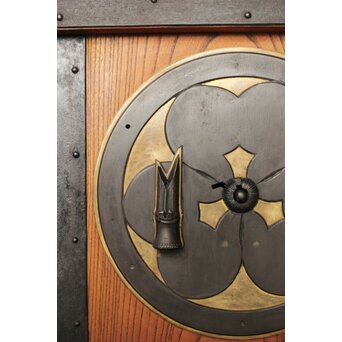 総欅 鉄金具装飾格子蔵戸　W072Y 