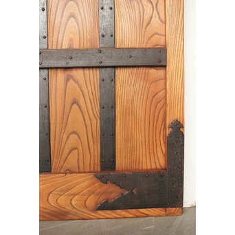 総欅 鉄金具装飾格子蔵戸　W072Y 