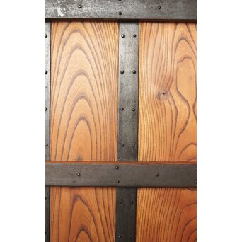 総欅 鉄金具装飾格子蔵戸　W072Y 