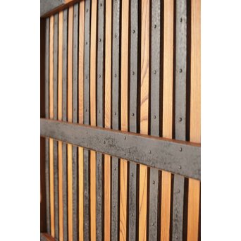 総欅 鉄金具装飾格子蔵戸　W072Y 