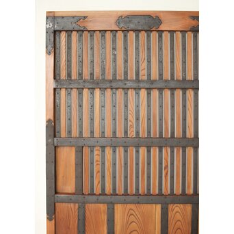 総欅 鉄金具装飾格子蔵戸　W072Y 