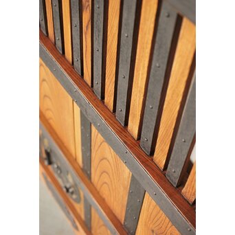 総欅 鉄金具装飾格子蔵戸　W072Y 