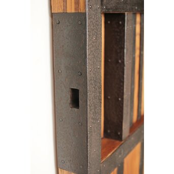 総欅 鉄金具装飾格子蔵戸　W072Y 