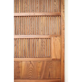 総欅 鉄金具装飾格子蔵戸　W072Y 