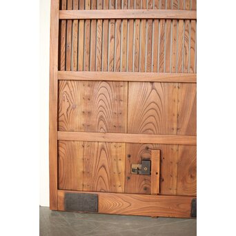 総欅 鉄金具装飾格子蔵戸　W072Y 