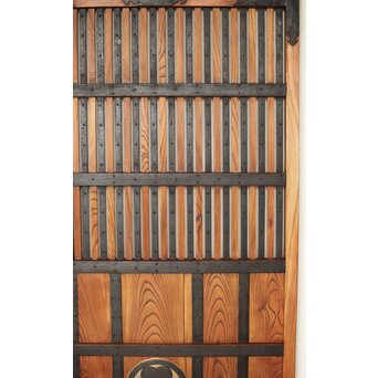 総欅 鉄金具装飾格子蔵戸　W072Y 