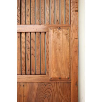 総欅 鉄金具装飾格子蔵戸　W072Y 