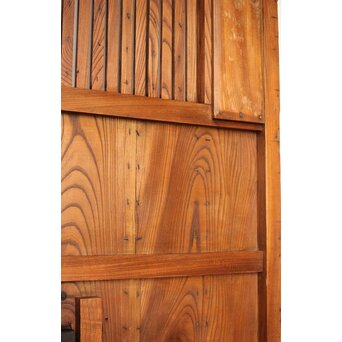 総欅 鉄金具装飾格子蔵戸　W072Y 