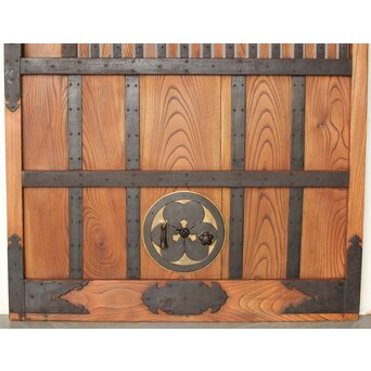 総欅 鉄金具装飾格子蔵戸　W072Y 