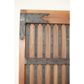 総欅 鉄金具装飾格子蔵戸　W072Y 