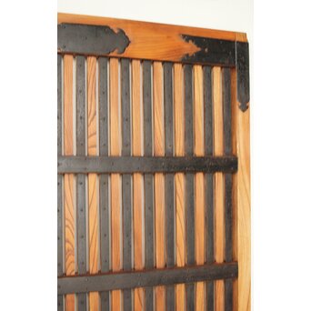 総欅 鉄金具装飾格子蔵戸　W072Y 