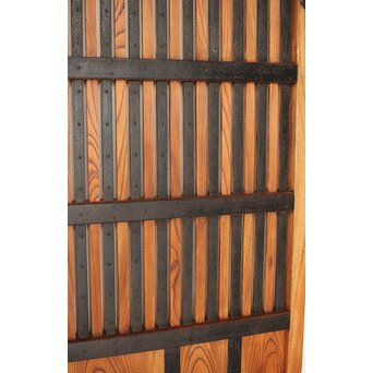 総欅 鉄金具装飾格子蔵戸　W072Y 