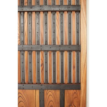 総欅 鉄金具装飾格子蔵戸　W072Y 