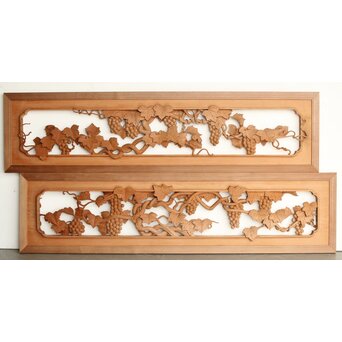 葡萄の木彫欄間 2枚1組　R0209Y