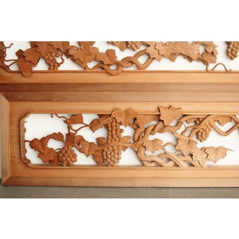 葡萄の木彫欄間 2枚1組　R0209Y 