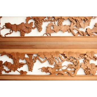 葡萄の木彫欄間 2枚1組　R0209Y 