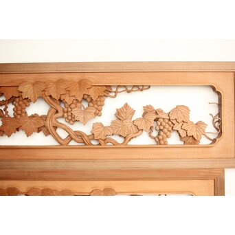 葡萄の木彫欄間 2枚1組　R0209Y 