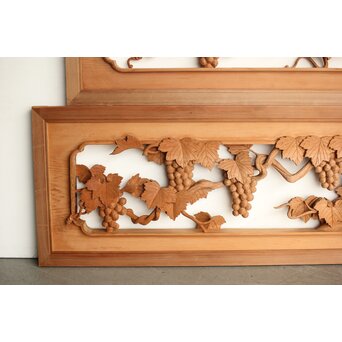 葡萄の木彫欄間 2枚1組　R0209Y 