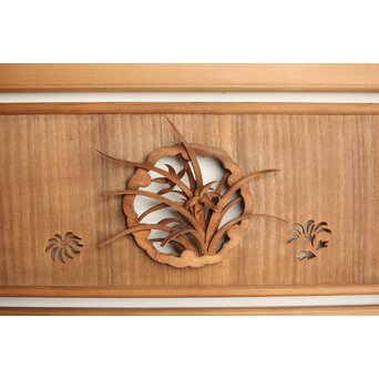 桐地 透かしと木彫の欄間 2枚1組　R0210Y 