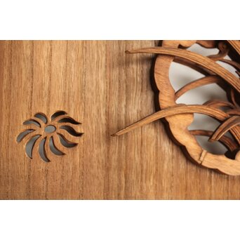 桐地 透かしと木彫の欄間 2枚1組　R0210Y 