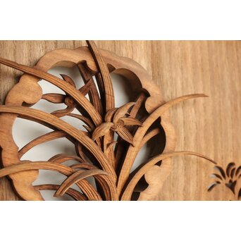 桐地 透かしと木彫の欄間 2枚1組　R0210Y 