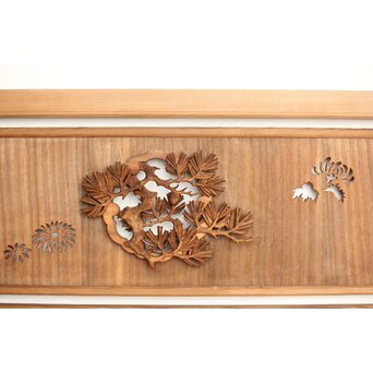 桐地 透かしと木彫の欄間 2枚1組　R0210Y 