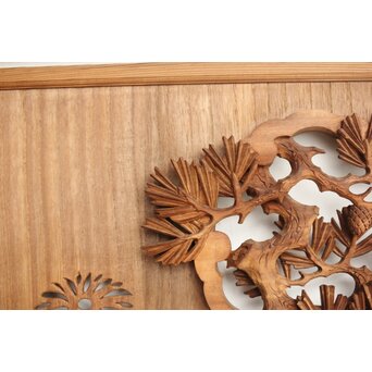 桐地 透かしと木彫の欄間 2枚1組　R0210Y 