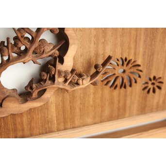 桐地 透かしと木彫の欄間 2枚1組　R0210Y 