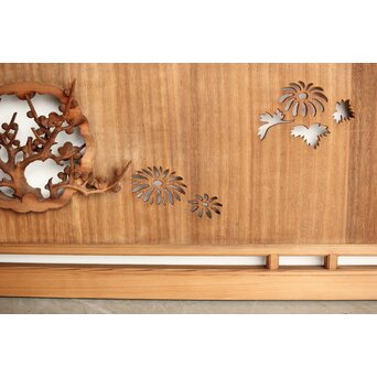 桐地 透かしと木彫の欄間 2枚1組　R0210Y 