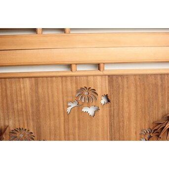 桐地 透かしと木彫の欄間 2枚1組　R0210Y 