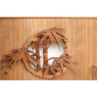 桐地 透かしと木彫の欄間 2枚1組　R0210Y 