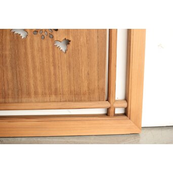 桐地 透かしと木彫の欄間 2枚1組　R0210Y 